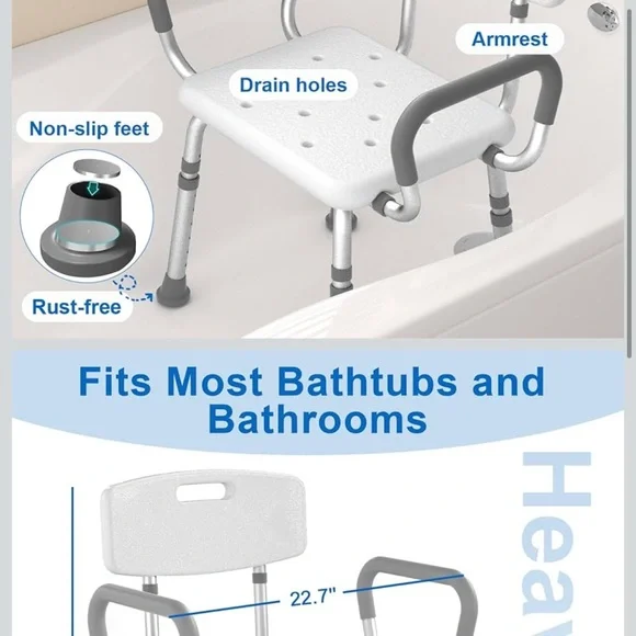 Adjustable Shower Chair with Backrest - Picture 2 of 5
